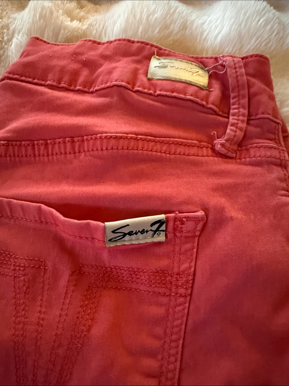 Seven7 Women's Coral-Pink Skinny Jeans